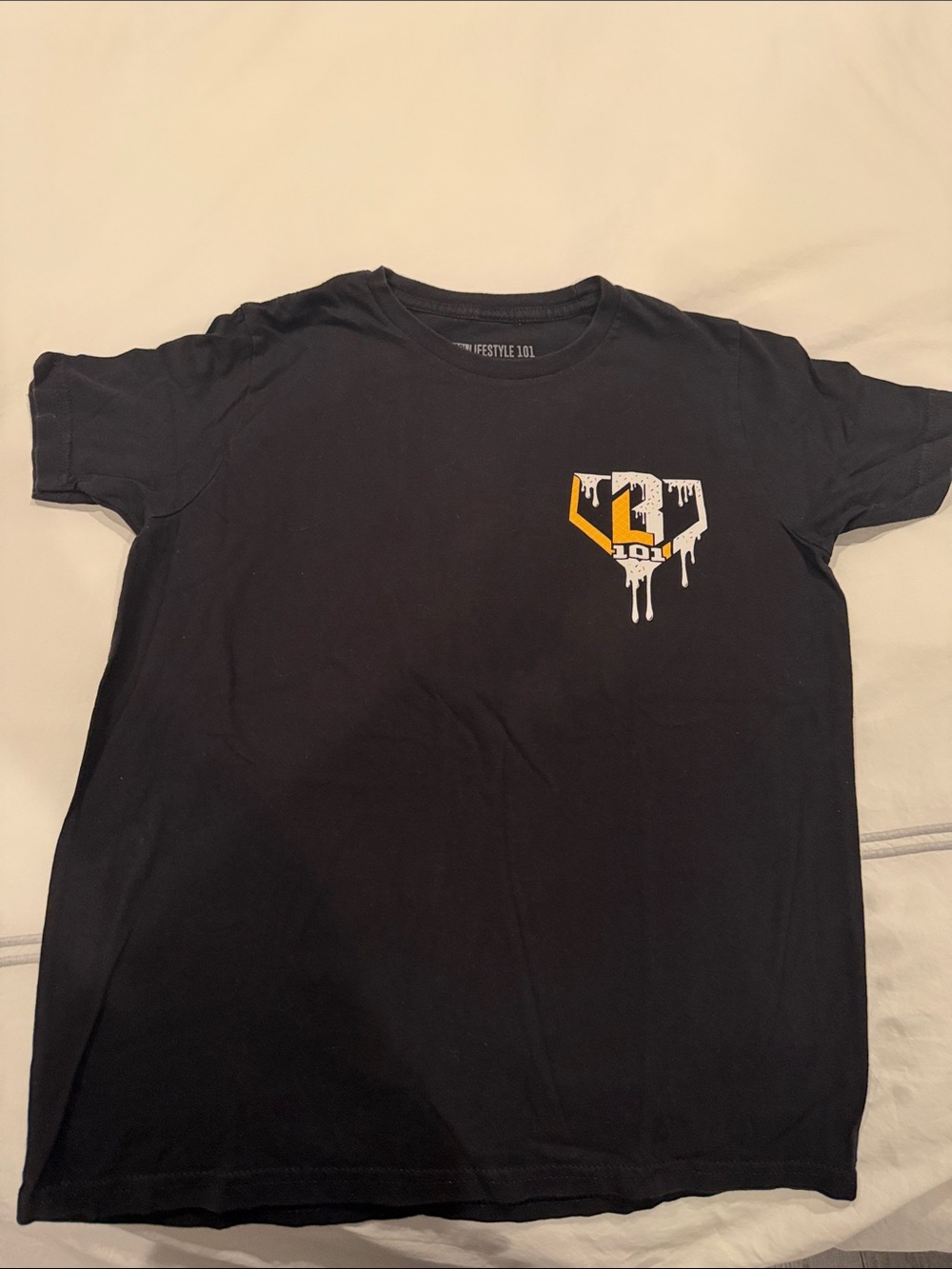 Kids baseball 101 Black Graphic Tee with Drip Logo